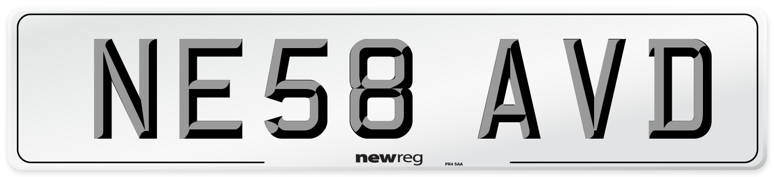 NE58 AVD Number Plate from New Reg